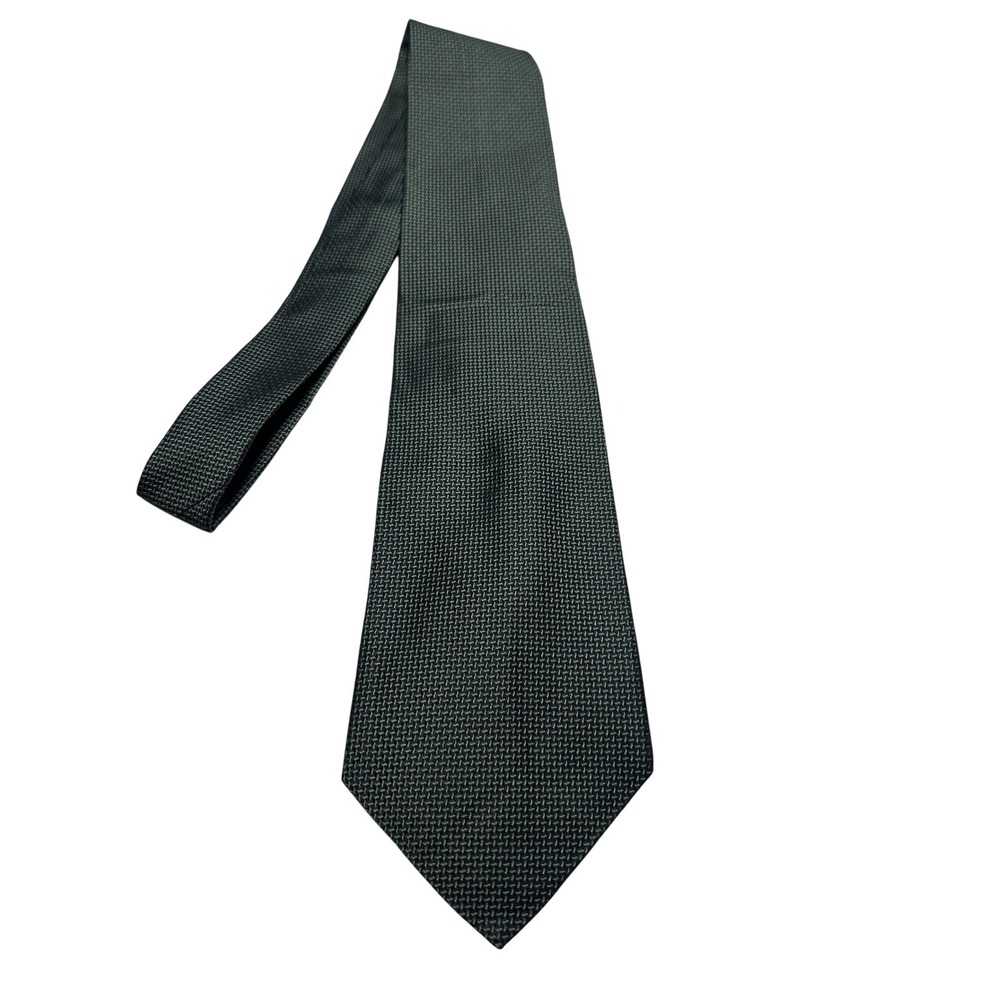 Van Heusen Mens Dark Grey Black‎ Micro Pattern Textured 100% Silk Necktie Tie